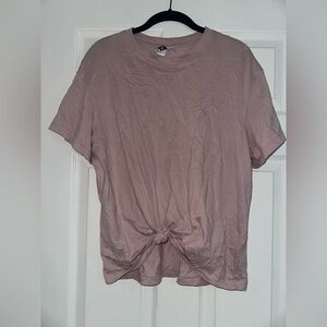 H&M Short Sleeve Knot Front Tee - Light Pink EUC